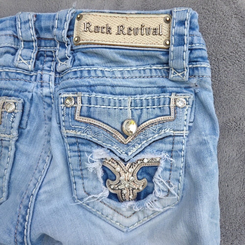 Rock Revival Size 22 Skinny Jeans Y2K Bling Rhinestone Distressed Light Wash